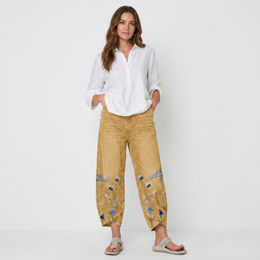 Flavia - Izvezeni casual hlače