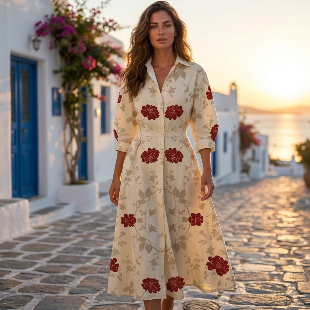 Lana - Elegantna pamučna haljina s ovratnikom
