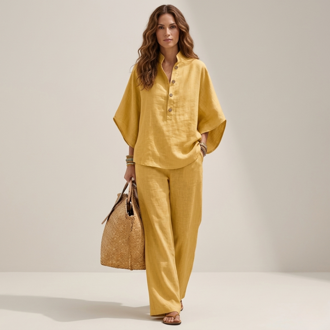 Cassandra - Elegantni set od 2 komada od pamuka i lana