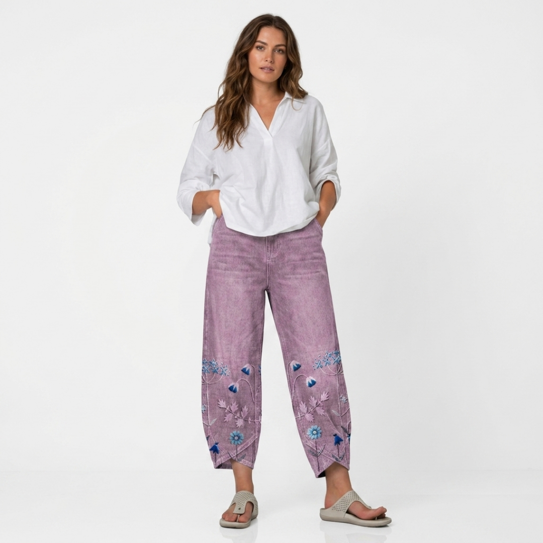 Flavia - Izvezeni casual hlače