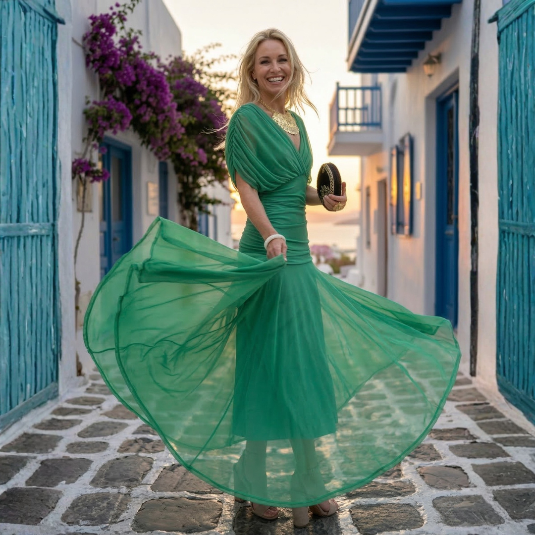 Xenia - Duga elegantna haljina s V izrezom