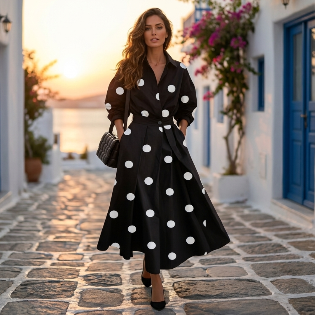 Lana - Elegantna pamučna haljina s ovratnikom