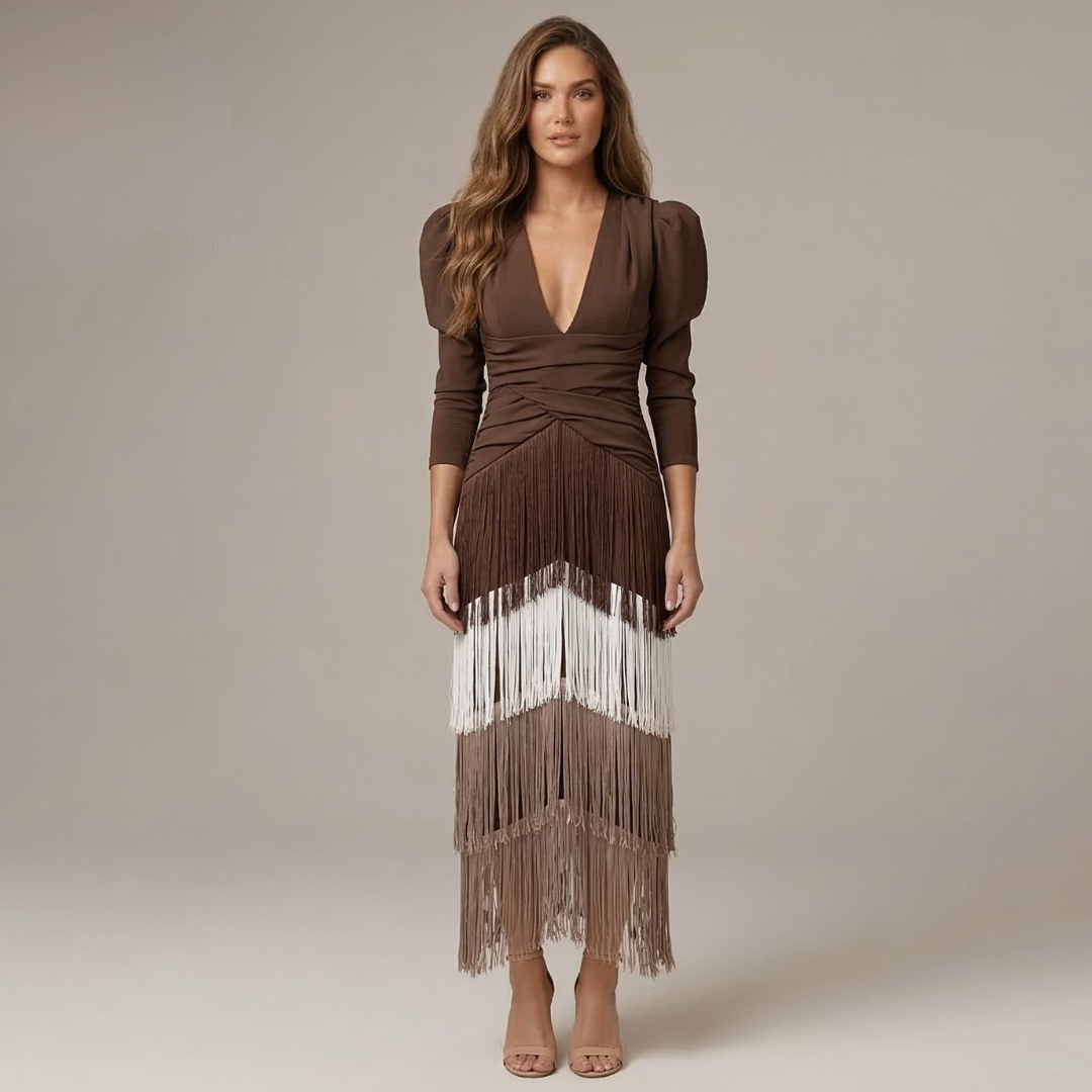 Zephyra - Elegantna flis haljina s rukavima