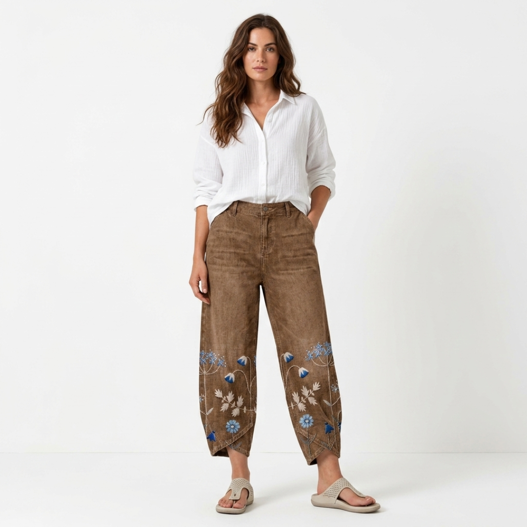 Flavia - Izvezeni casual hlače
