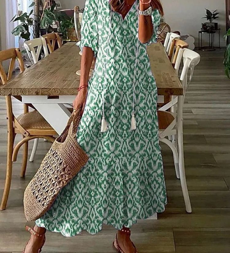 Kleoniki - Elegantna baršunasta maksi haljina s cvjetovima