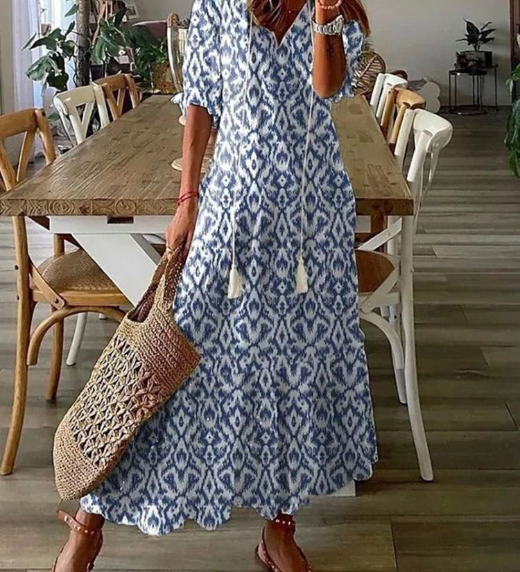 Kleoniki - Elegantna baršunasta maksi haljina s cvjetovima