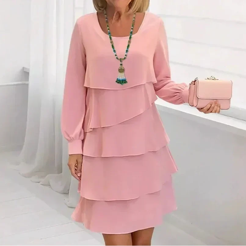 Margaret - Elegantna haljina udobnosti s čipkastim detaljima i dugim rukavima